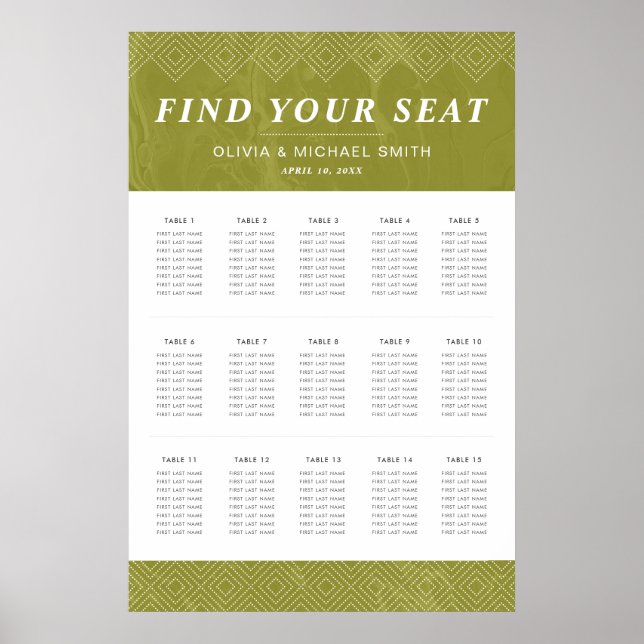 Bold Hues Chartreuse Green Seating Chart (Front)