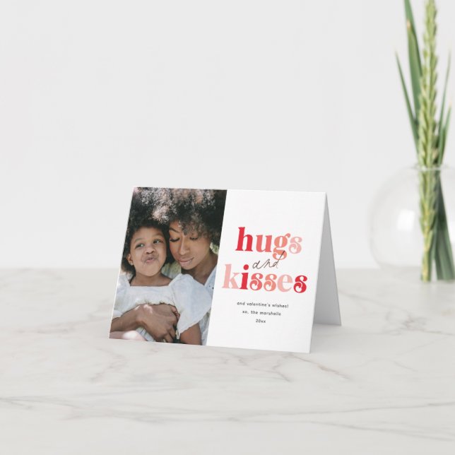 Bold Hugs and Kisses Photo Valentine's Day Holiday Card (Front)