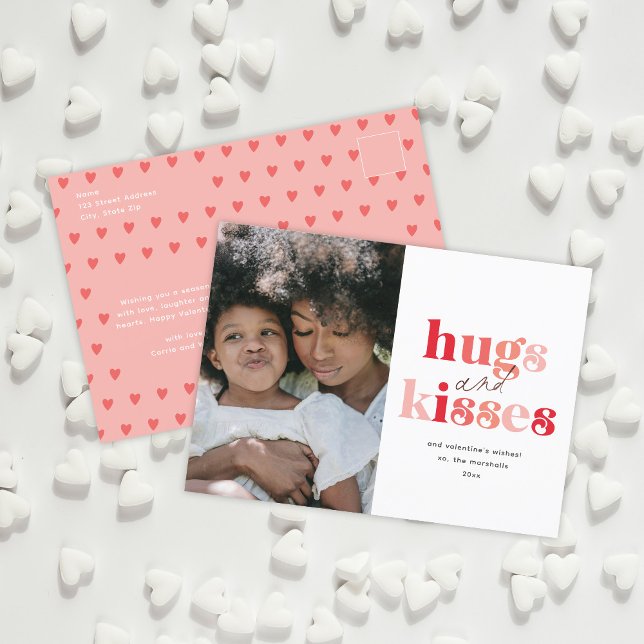Bold Hugs and Kisses Photo Valentine's Day Holiday Postcard (Creator Uploaded)