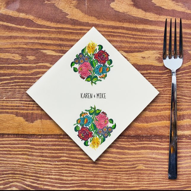 Bold Hungarian Floral personalised Napkin (Creator Uploaded)