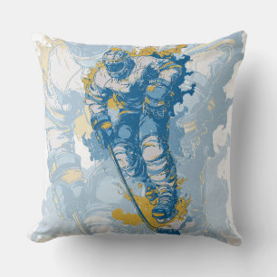 Bold Ice Hockey Mascot Winter Sports Cushion