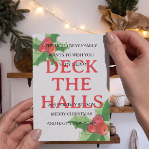 Bold Illustrated Red and Green Holiday Card