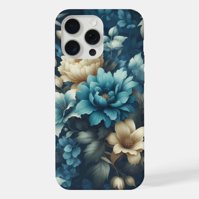 Bold in Blue & Delicate Cream Florals  iPhone Case (Back)