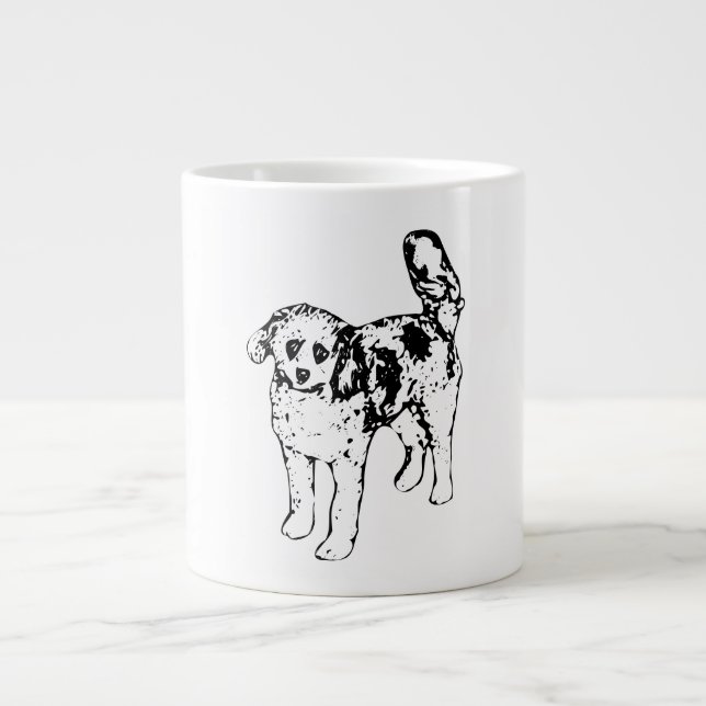 Bold Ink Dog and Expressive Contrast for Mornings Large Coffee Mug (Front)