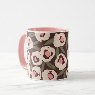 Bold Inky Floral Pattern   Hand-Drawn Botanical Mug