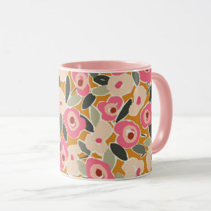 Bold Inky Floral Pattern   Hand-Drawn Botanical Mug
