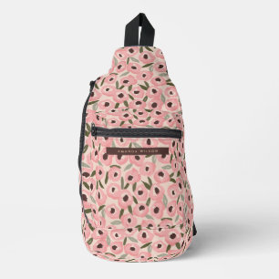 Bold Inky Floral Pattern Hand-Drawn Botanical Sling Bag