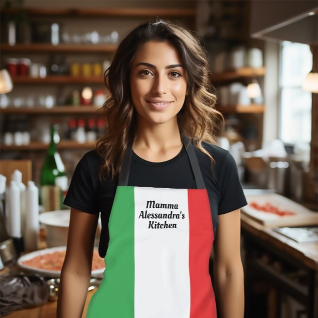 Bold Italian Flag of Italy Personalised Apron (Customized Flag of Italy Apron)