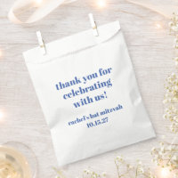 Bold Ivory Blue Custom Cute Bat Mitzvah Thank You