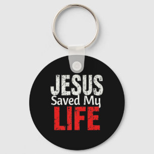Bold Jesus Saved My Life Christian Faith Lettering Key Ring