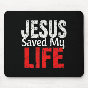 Bold Jesus Saved My Life Christian Faith Lettering Mouse Pad