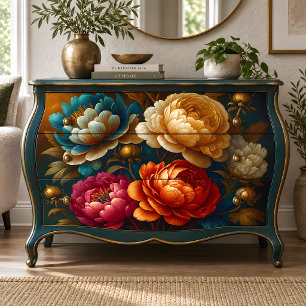 Bold Jewel Tone Peony Floral Decoupage Tissue Paper