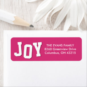 Bold joy fun pink Christmas holiday return address Label