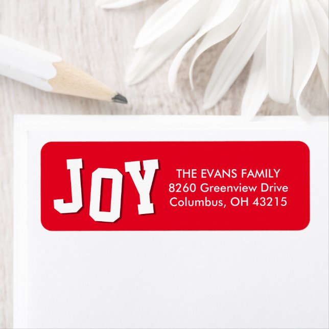Bold joy fun red Christmas holiday return address Label (Insitu)