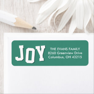 Bold joy fun teal Christmas holiday return address Label
