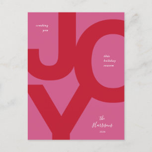 Bold Joy Pink & Red Fun Non-Photo Holiday Postcard