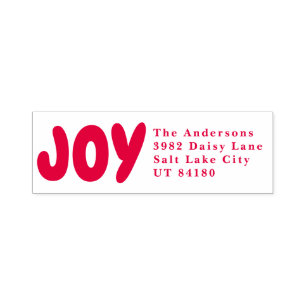 Bold Joy Red Address Custom Christmas Holiday Self-inking Stamp