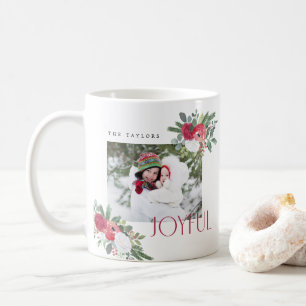 Bold Joyful Florals Photo Holiday Card Coffee Mug