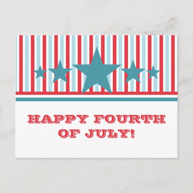 Bold July 4th Stars and Stripes Postcard (Front)