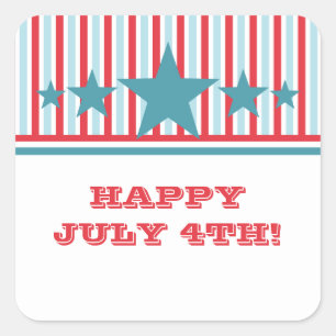 Bold July 4th Stars and Stripes Square Stickers