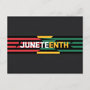 Bold Juneteenth Graphic Red, Yellow & Green Strip Holiday Postcard
