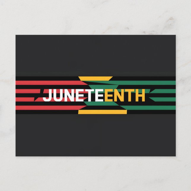 Bold Juneteenth Graphic Red, Yellow & Green Strip Postcard (Front)