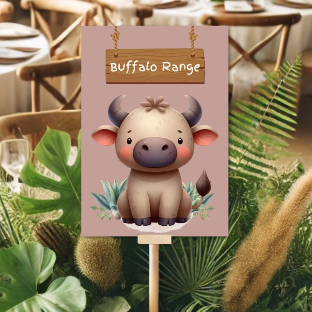 Bold Jungle Safari Buffalo Table Sign Table Number (Creator Uploaded)