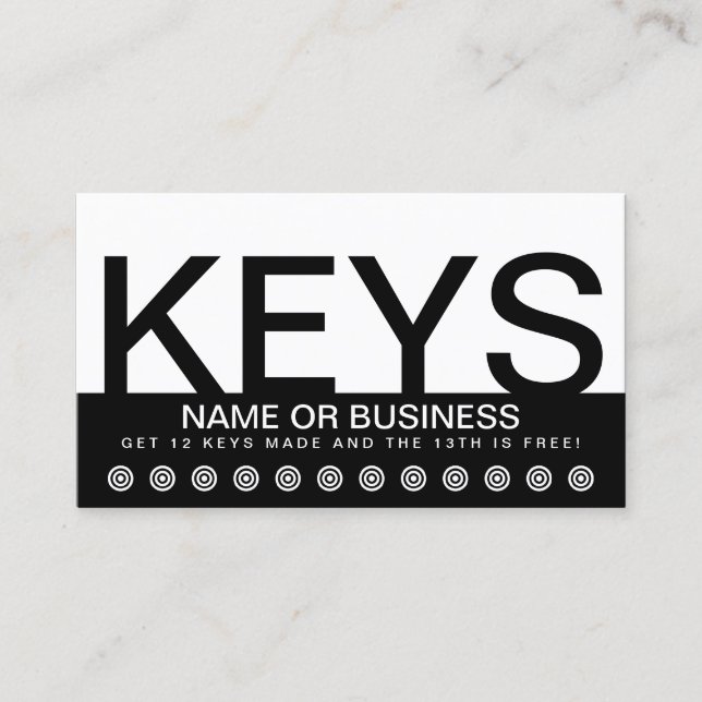bold KEYS customer loyalty card (Front)