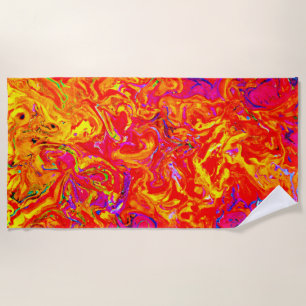 Bold Lava Colours Abstract Design Beach Towel