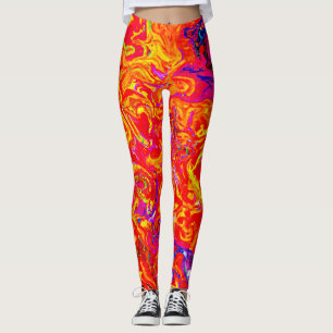 Bold Lava Colours Abstract Design Leggings