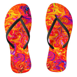 Bold Lava Colours Abstract Design Thongs