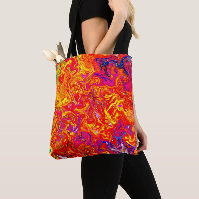 Bold Lava Colours Abstract Design Tote Bag (Close Up)