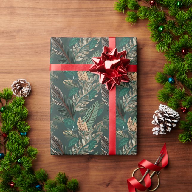 Bold Leaf Seamless Pattern Wrapping Paper (Holiday Gift)