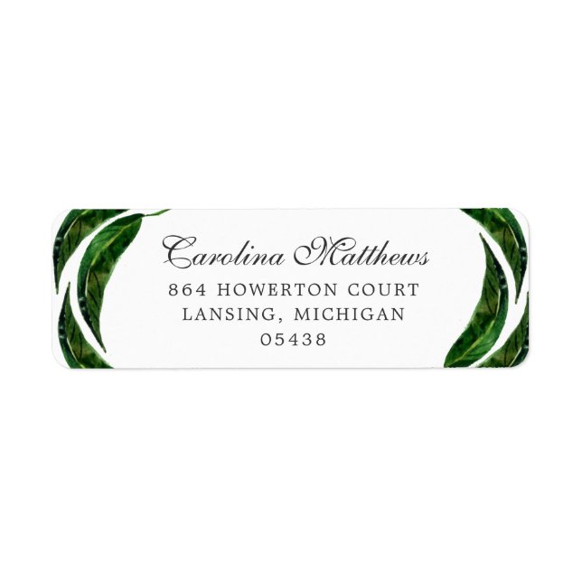 Bold Leaves Address Labels | Dark Green (Front)