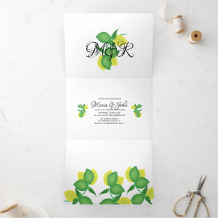 Bold Lemon Limoncillo Wedding Tri-Fold Invitation