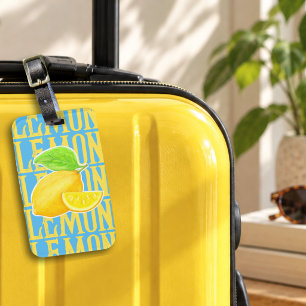 Bold Lemon Typography Yellow Citrus Luggage Tag