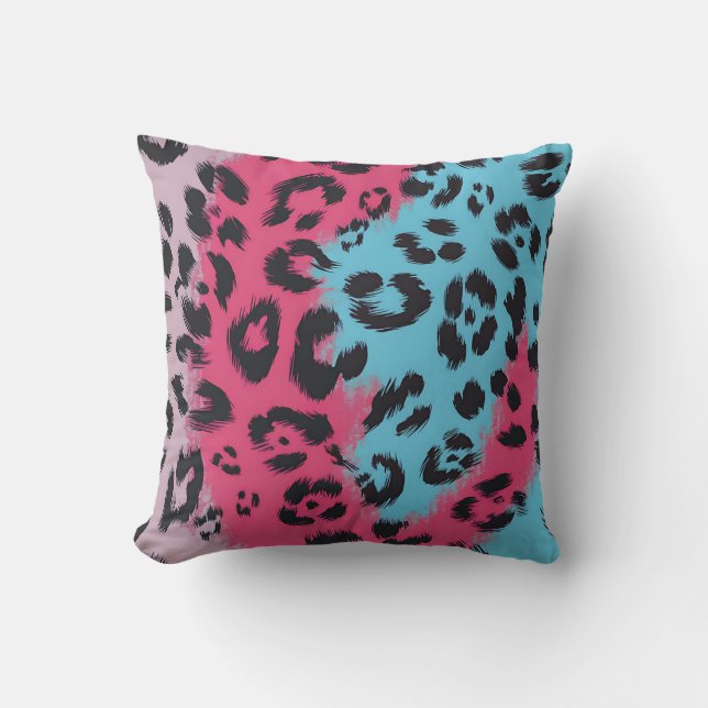 Bold Leopard Print in  Colours Design Cushion (Front)