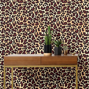 Bold Leopard Print Pattern Brown Black Tan Spot - Wallpaper