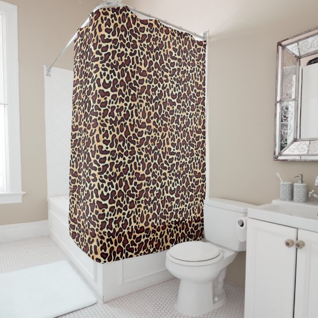 Bold Leopard Print Pattern Brown Black Tan Spots - Shower Curtain (In Situ)