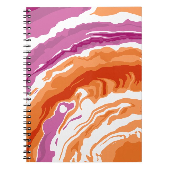 Bold Lesbian Pride Poured Paint Abstract Notebook (Front)