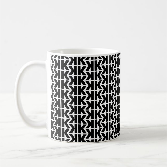 Bold Letter K Pattern Alphabet Coffee Mug (Left)