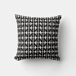 Bold Letter N Pattern Alphabet Cushion