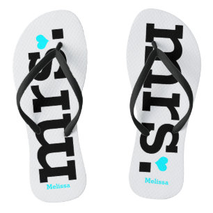 Bold Lettering (blue) Bride Thongs