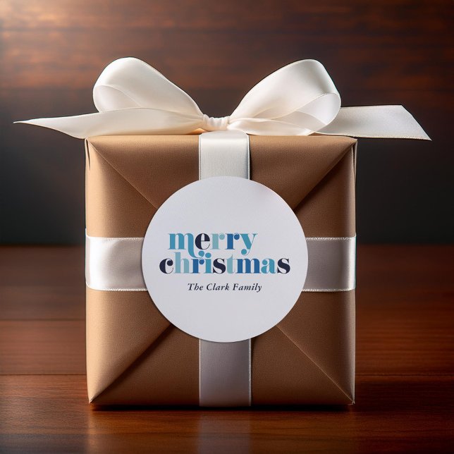 Bold Lettering "Merry Christmas"  Classic Round Sticker (Creator Uploaded)