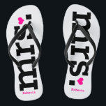 Bold Lettering (pink) Bride Thongs<br><div class="desc">Fun,  custom wedding flip flops</div>