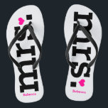Bold Lettering (pink) Bride Thongs<br><div class="desc">Fun,  custom wedding flip flops</div>