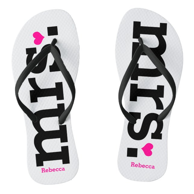 Bold Lettering (pink) Bride Thongs (Footbed)