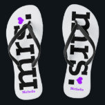 Bold Lettering (purple) Bride Thongs<br><div class="desc">Fun,  custom wedding flip flops</div>