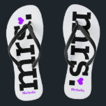 Bold Lettering (purple) Bride Thongs<br><div class="desc">Fun,  custom wedding flip flops</div>