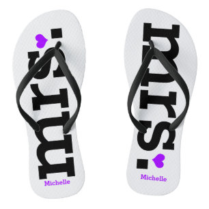 Bold Lettering (purple) Bride Thongs